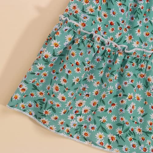 Image of Kids Baby Girls Outfits Floral Ruffle Off Shoulder Crop Tops + Bowknot Denim Shorts Skirt Set Toddler Summer Clothes