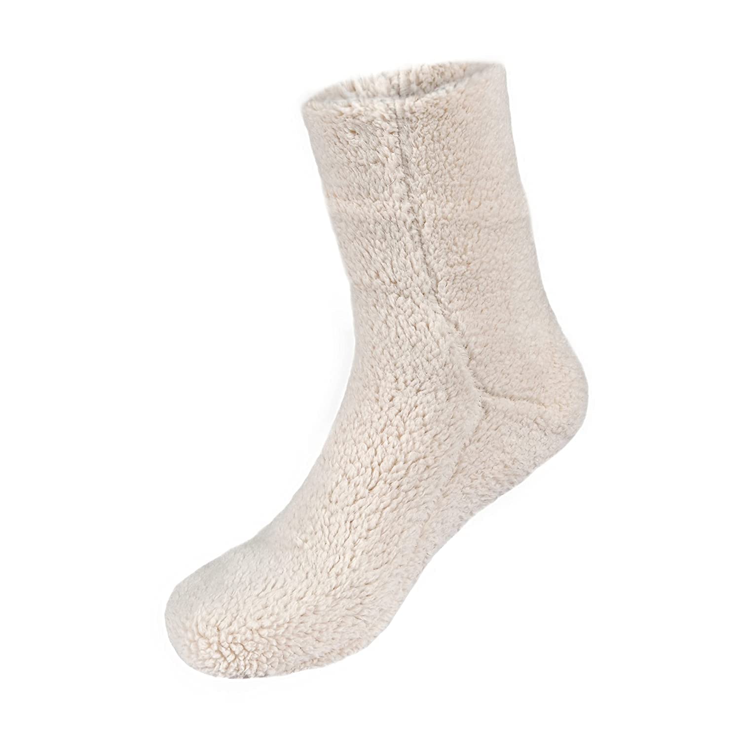 Sleepdown Women's Ladies Teddy Fleece Socks, Natural, S-M