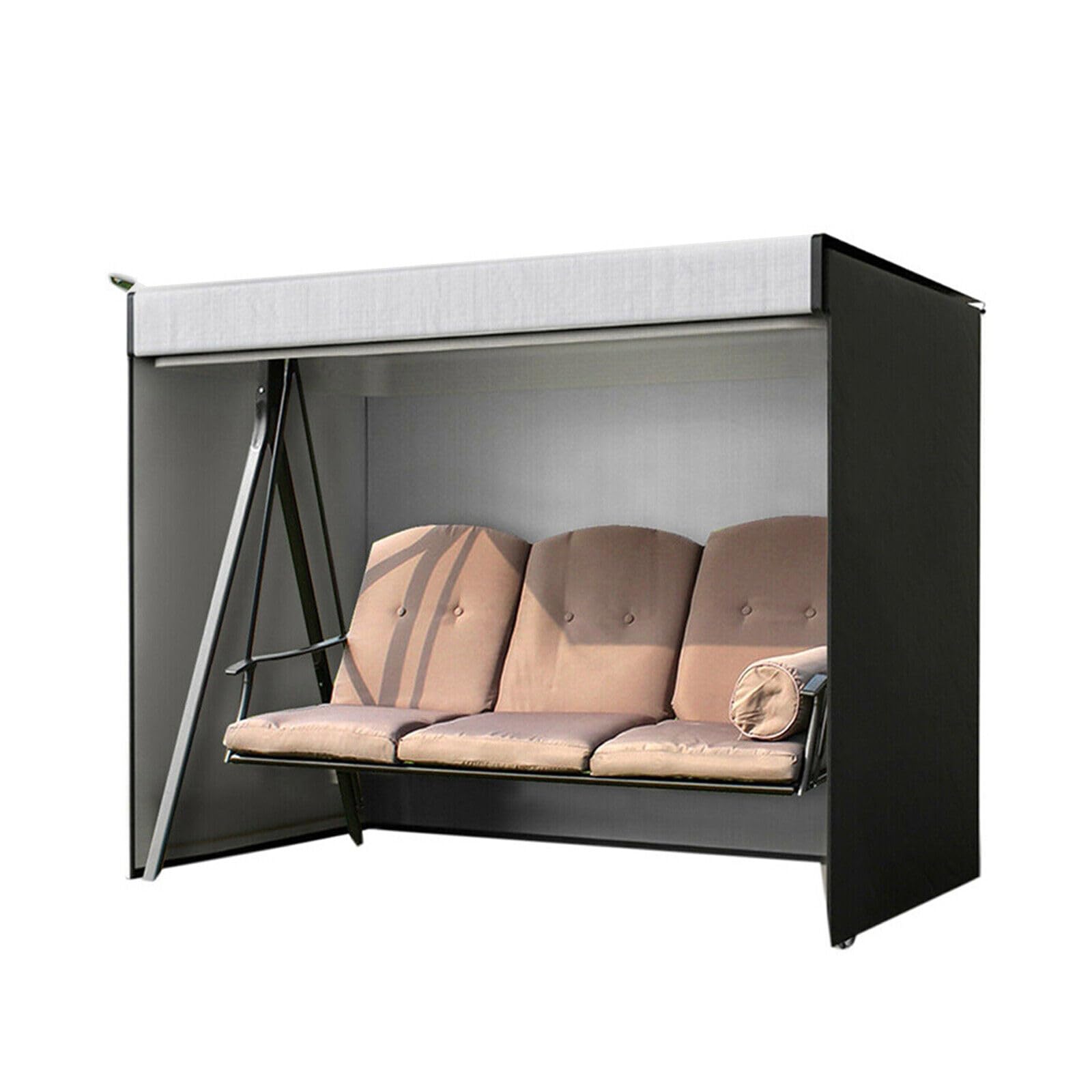 2-3 Seater Garden Swing Seats Cover Waterproof, 210D Hammock Canopy Swing Chair Seat Covers Windproof Anti-UV Outdoor Patio Swing Protective Replacement with Zips 160x120x170cm