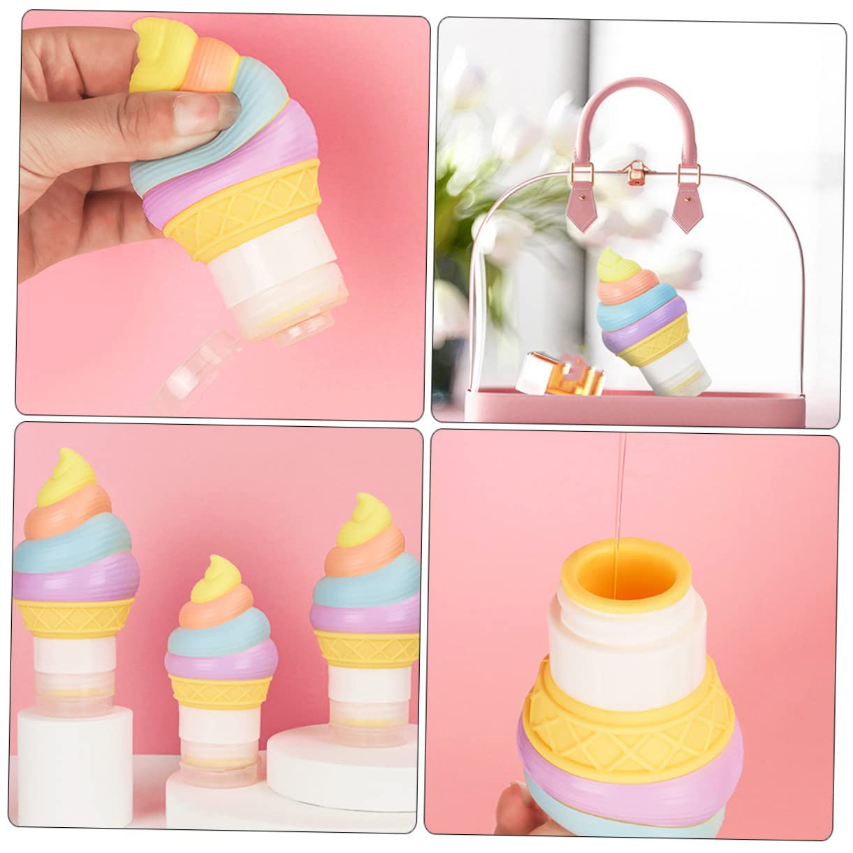 VALICLUD 2 Set Bottiglia Di Silice Contenitori Da Viaggio Bottiglie A Spruzzo Bocca Larga Stretta Bottiglie Da Viaggio in Silicone Di Conservazione Per Liquidi 3 Pezzi * 2