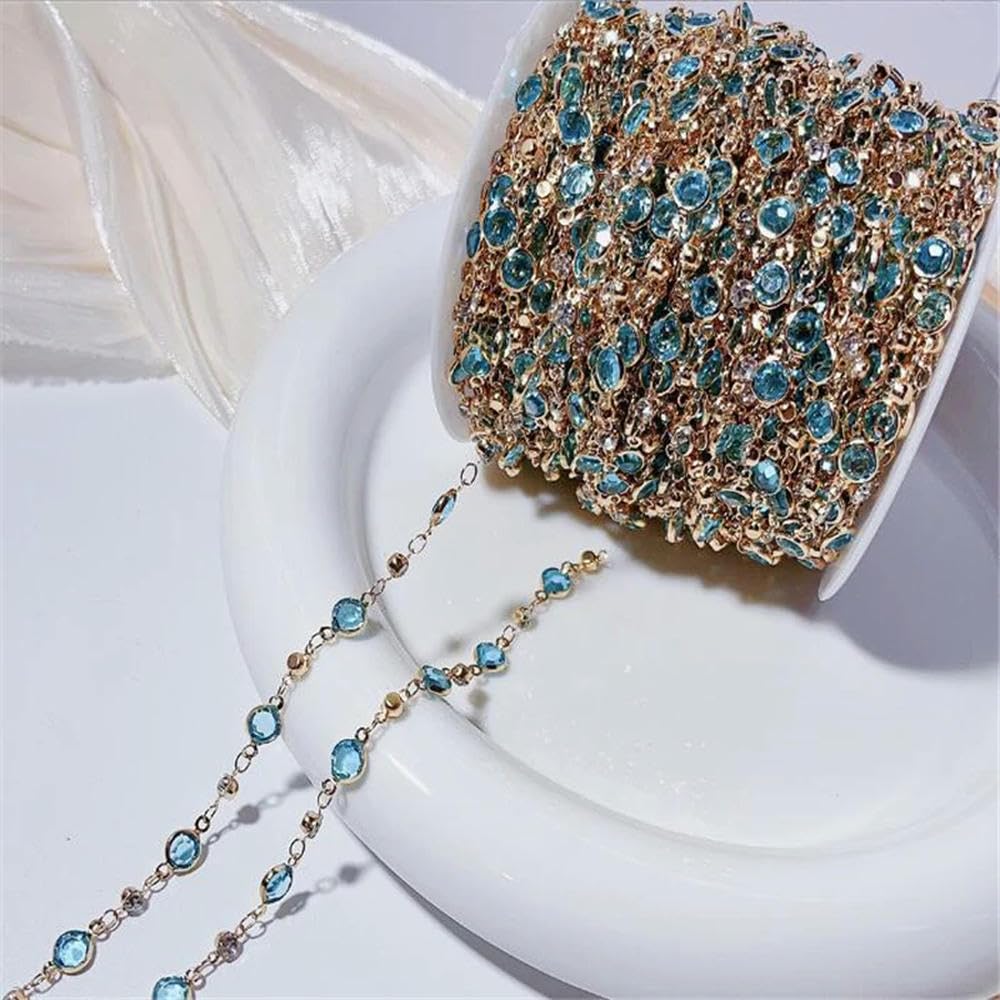 Catene a Maglie in Cristallo placcate in Oro da 10 m per Accessori Fai da Te per la creazione di Gioielli, Materiale della Catena della Nappa della Collana della Coda estesa