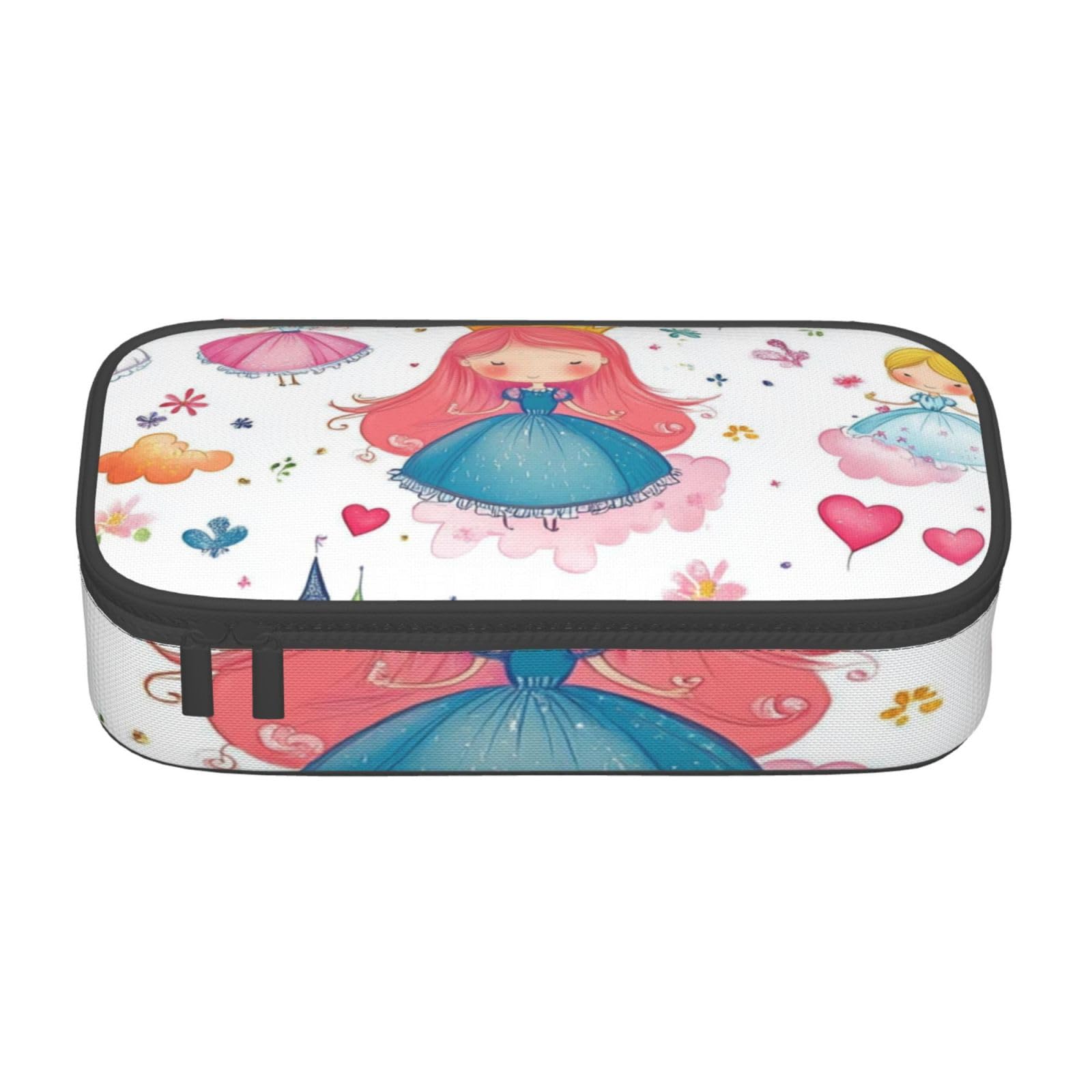 Mexpekil Cartoon Princess Castle Pattern Pencil Case for Girls Boys Pencil Bag Stationery Organiser with Compartments School Supply Bag for Students Office