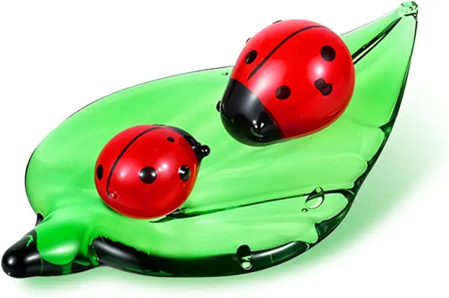 Hand Blown Glass Ladybug Figurine - Colorful Insect Collectible