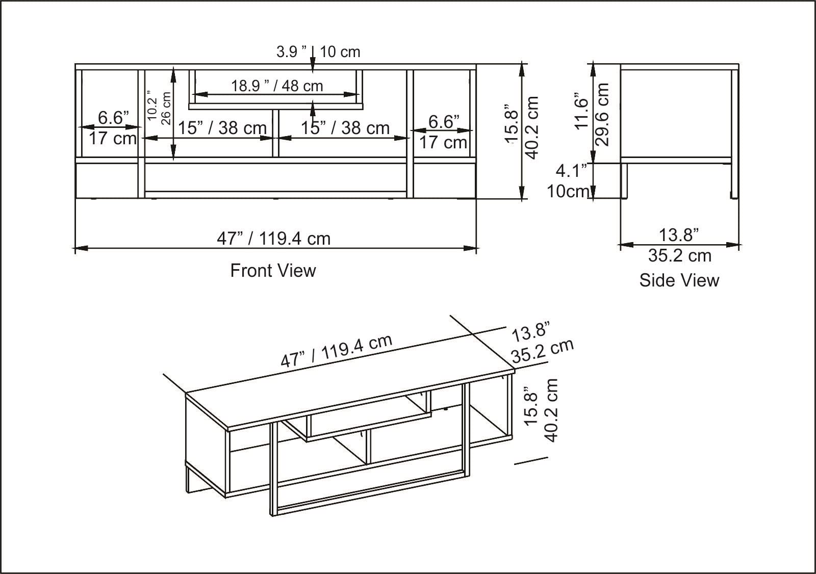 DECOROTIKA Asal Meuble TV Moderne 120 cm avec Rangement – Support TV Design pour téléviseurs jusqu'à 55'' – Noyer et Noir