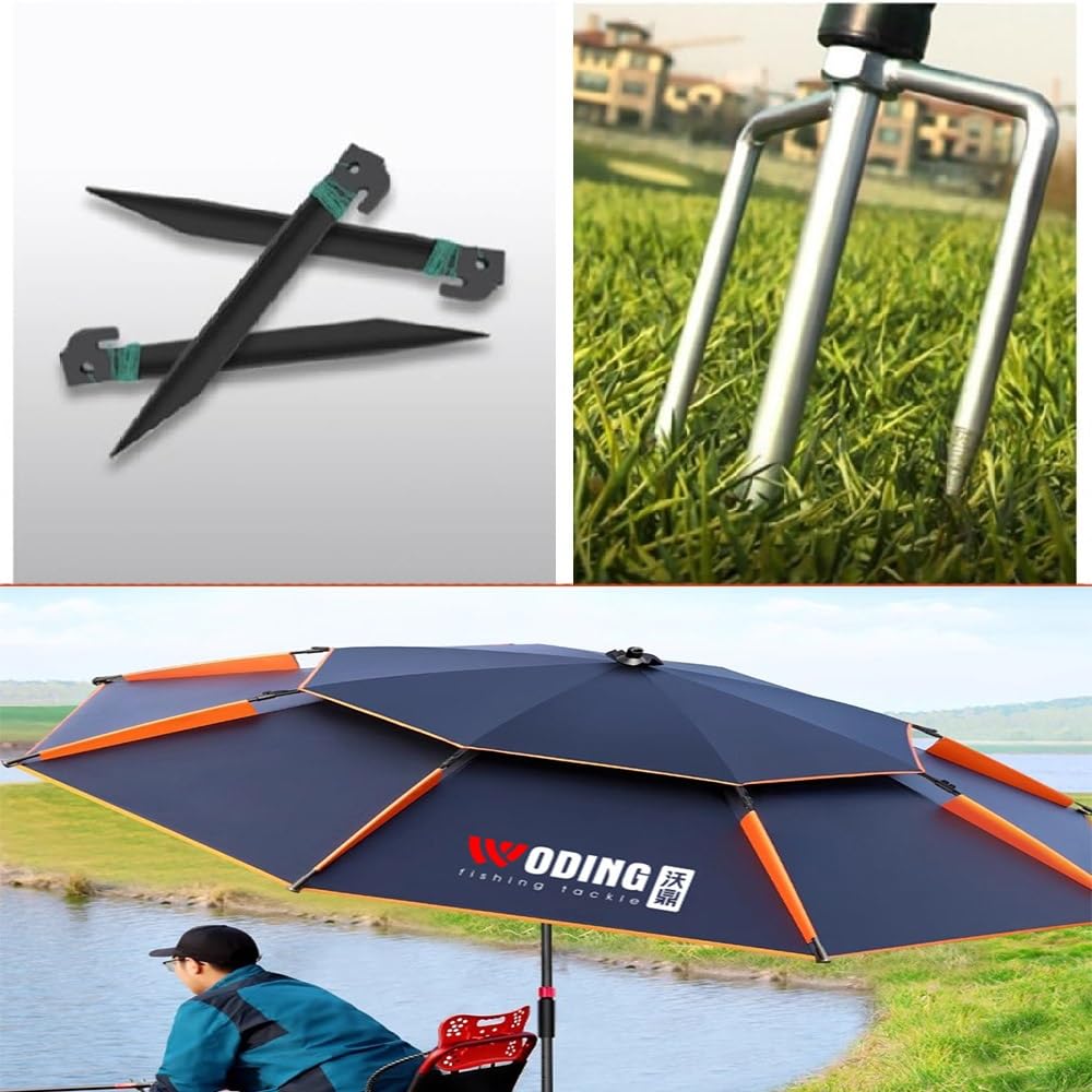 Sombrilla De Playa Antiviento Protección Solar Sombrilla De Jardín Portátil, Techo Doble De Ventilación, Exterior Parasol Pesca para Camping Playa(Gray,260cm/8.5ft)
