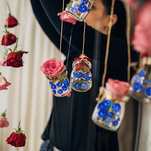 Miniatura 7 de 150 cuentas flotantes azules para jarrones y 800 cuentas de gel para jarrones, cuentas de perlas falsas para florero, decoración de jarrón azul