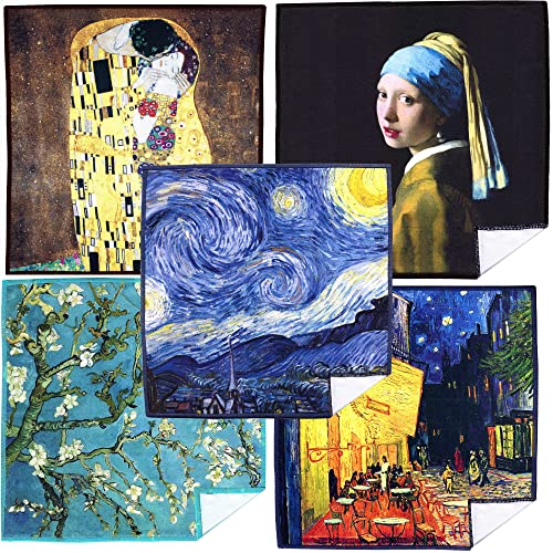 Clean & Clear Microfiber Large [5 Pack] World Best Classic Art Collection - Ultra Premium Quality Cleaning Cloths (Best for Camera Lens Glasses Screens and All Lens.)