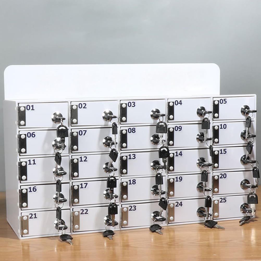 Wall-Mounted Cell Phone Locker Box - 6-Grid Safe Storage Cabinet for Gym Office School Classroom - Secure Mobile Phone Storage with Key - Silver Color