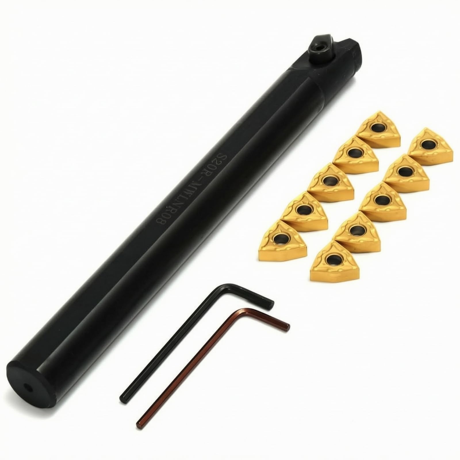 Inserto de Corte para Torno con Porta Torneado CNC Portaherramientas Cabezal Sujeción Firme para Insertos Triangulares Incluye Llaves