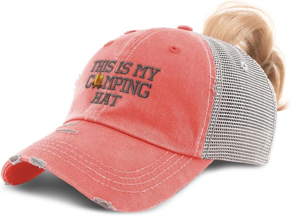 Speedy Pros Ponytail Cap Women's Baseball Cap Embroidered This My Camping Hat Embroidery Cotton