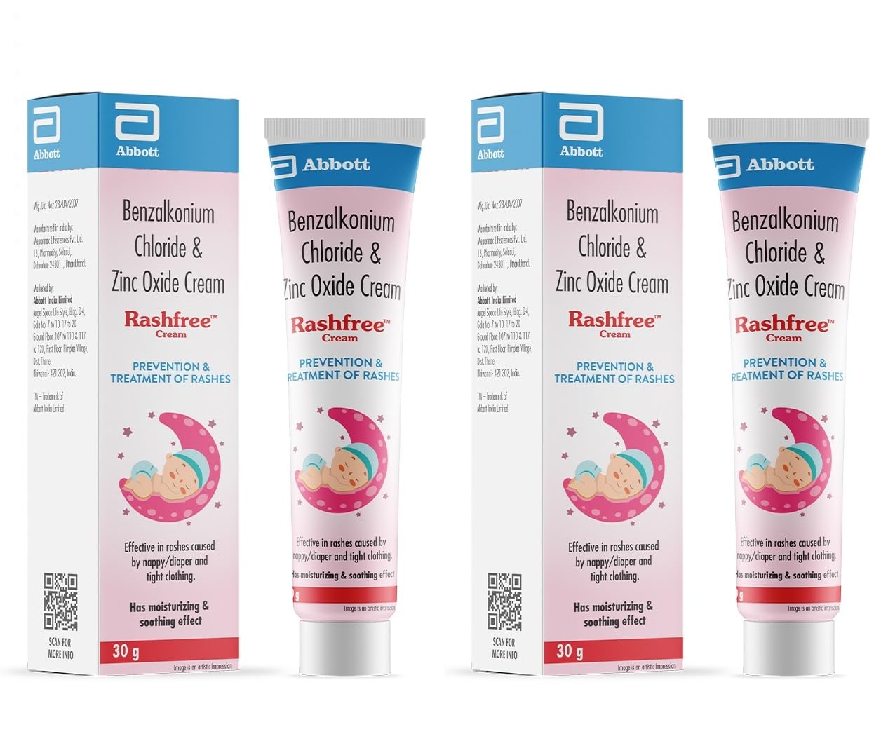 Rashfree Baby Diaper Rash Free Cream | Anti-Rash Cream for Babies (30grams, Pack of 2)