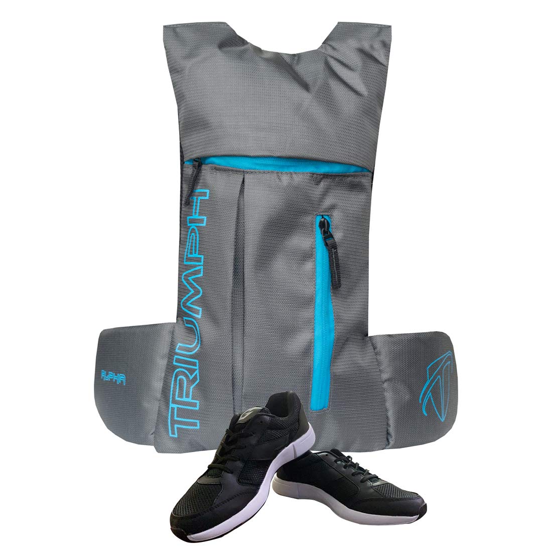 Nx-2 All Black Size-9 with Triumph Back Bag Alpha Pro-6003 Grey/Cyan-image-34