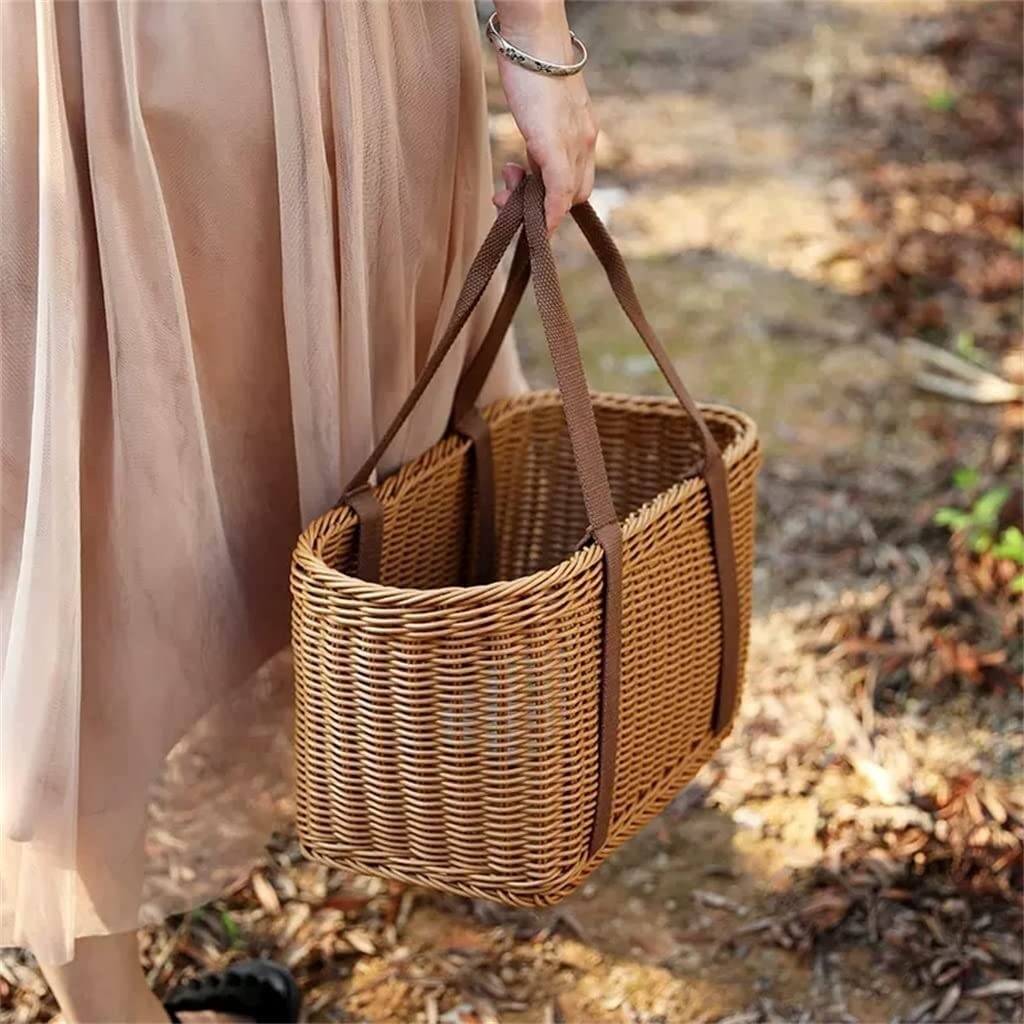 Koszyk Piknikowy Woven Storage Box Bag Z Uchwytem Kosz Piknikowy Kuchenny Na Chleb Plenerowy