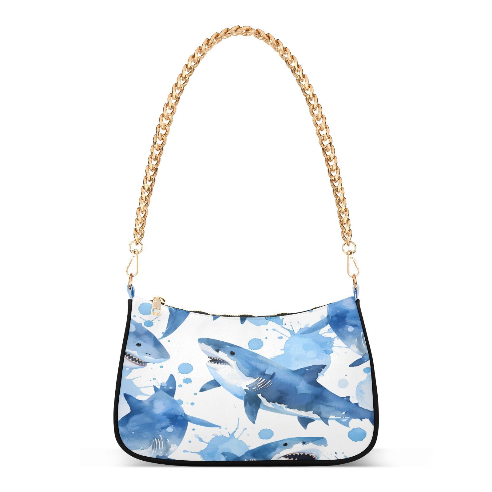 Shoulder Bags for Women Shark Hobo Tote Handbag Small Clutch Purse with Zipper Closure