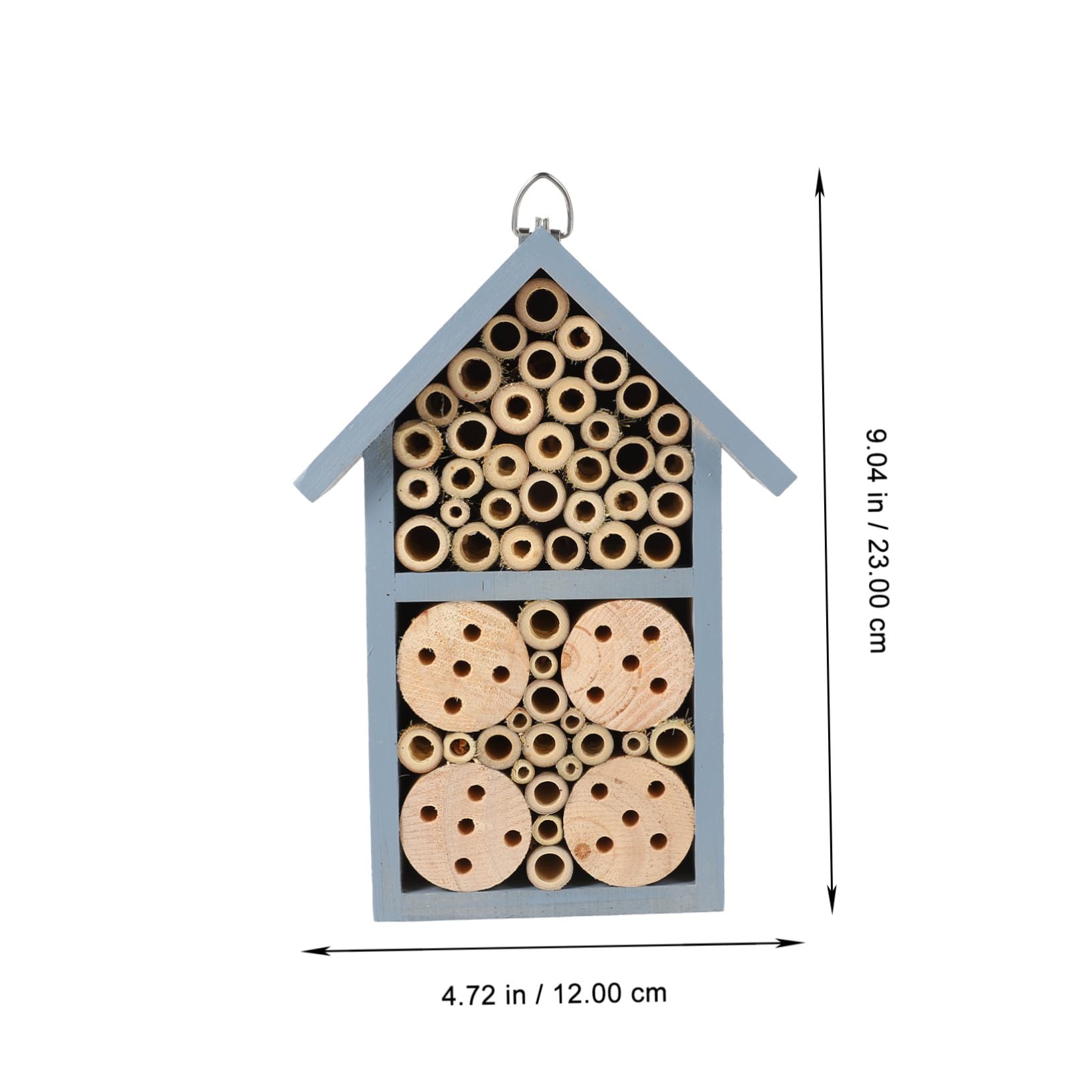 Casa Insetti Dipinta in Legno per Esterno Rifugio Naturale Blu per Api Solitarie e Insetti Impollinatori da Giardino Accessorio Decorativo Protezione e Nido Sicuro per Selvatiche