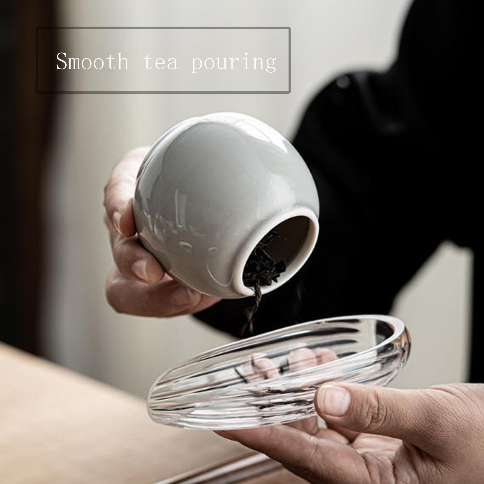 Japanischer Keramik Teedosen, traditionelles Teedose,Luftdichtes Gefäß | Mehr Staubdichten,für lose Teelagerung,For Tee Kaffeebohnen Kräutertee(Green)
