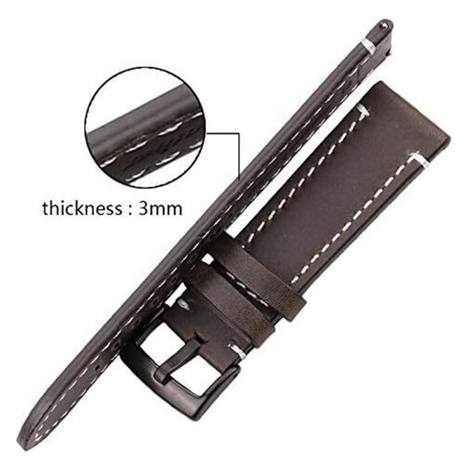 Uhren Lederarmband, handgenähtes Retro-Armband, Herren- und Damen-Lederarmband, 18, 20, 22, 24 mm, Edelstahl-Schnalle, Armband