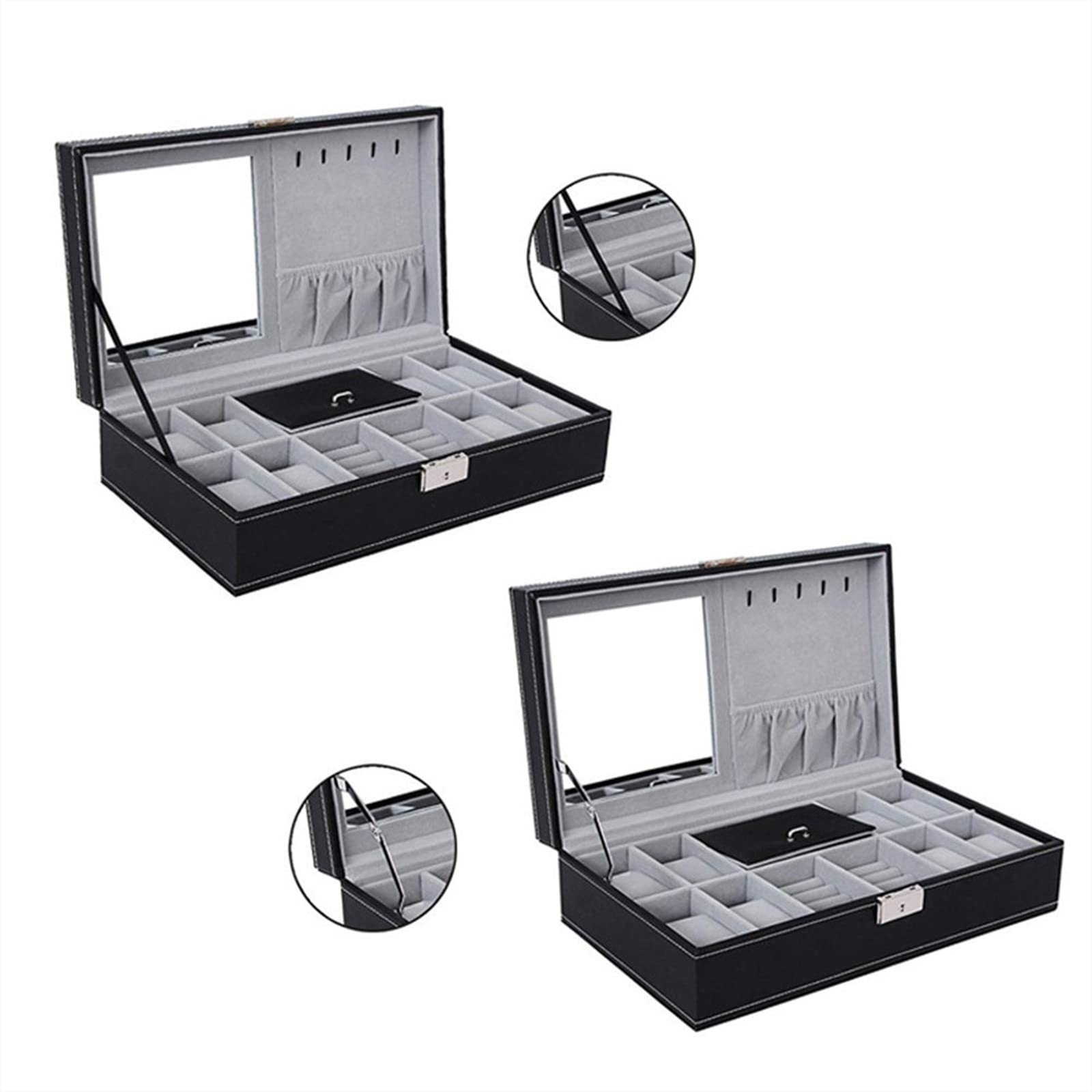 Joyero Caja de Joyería Estuche para Almacenamiento Mujeres Hombres Classic 8 Slots Watch Box Holder Collar Pendientes Pulsera Bloqueable Joyería Display Storage Organizer Case Bandeja Hogar Decorativa