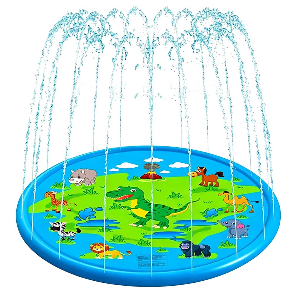 KUWUNG 170cm Splash Pad, 67" Sprinkler Mat, Water Sprinkler for Kids, Garden Water Toys, Kids Sprinkle and Splash Play Mat, Summer Water Toys for Kids Outdoor (B)