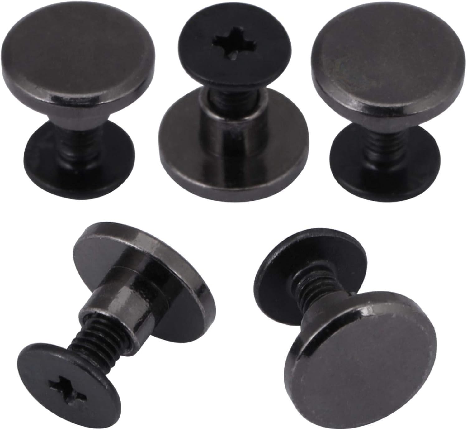20 Sets Chicago Screws, Black Leather Rivets Screw Rivets Flat