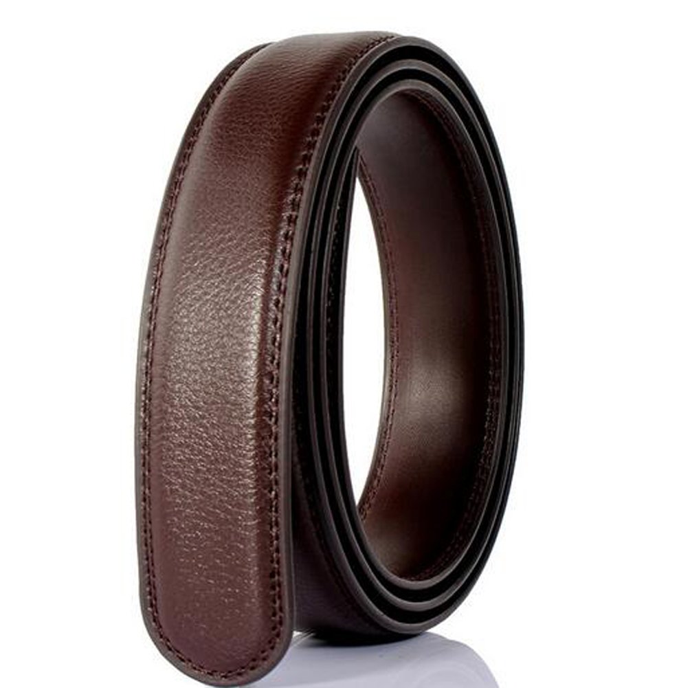 Men's Real Leather 1 3/8inch Ratchet Sliding Replacment Belts Straps For Men No Buckle Big andTall