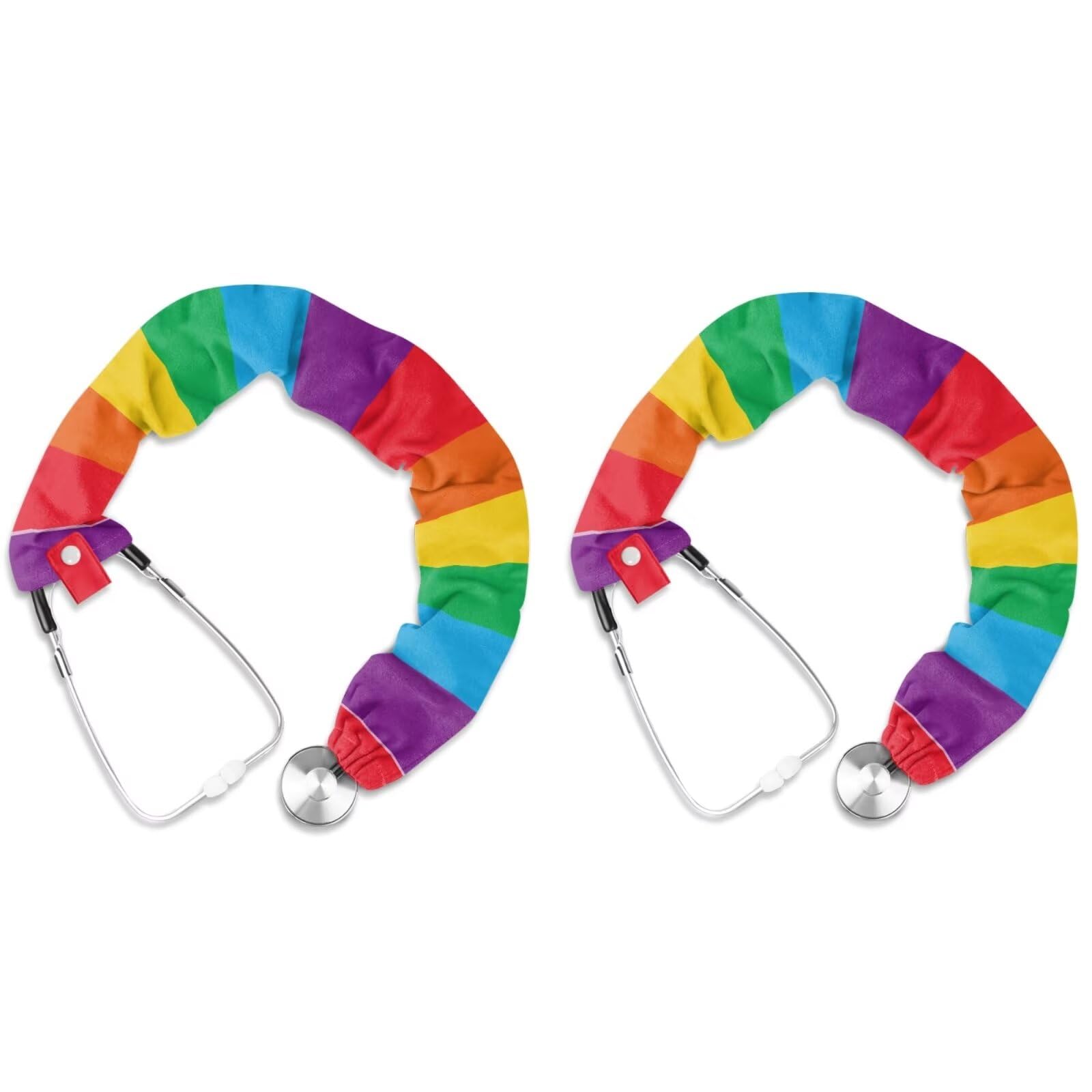 Uorisanigo Stethoscope Cover Rainbow Pattern Stethoscope Sleeve Stripe Stethoscope Accessories Stethoscope Cover Sleeve for Doctor Nurse Protect Neck Decorations 2 Pieces