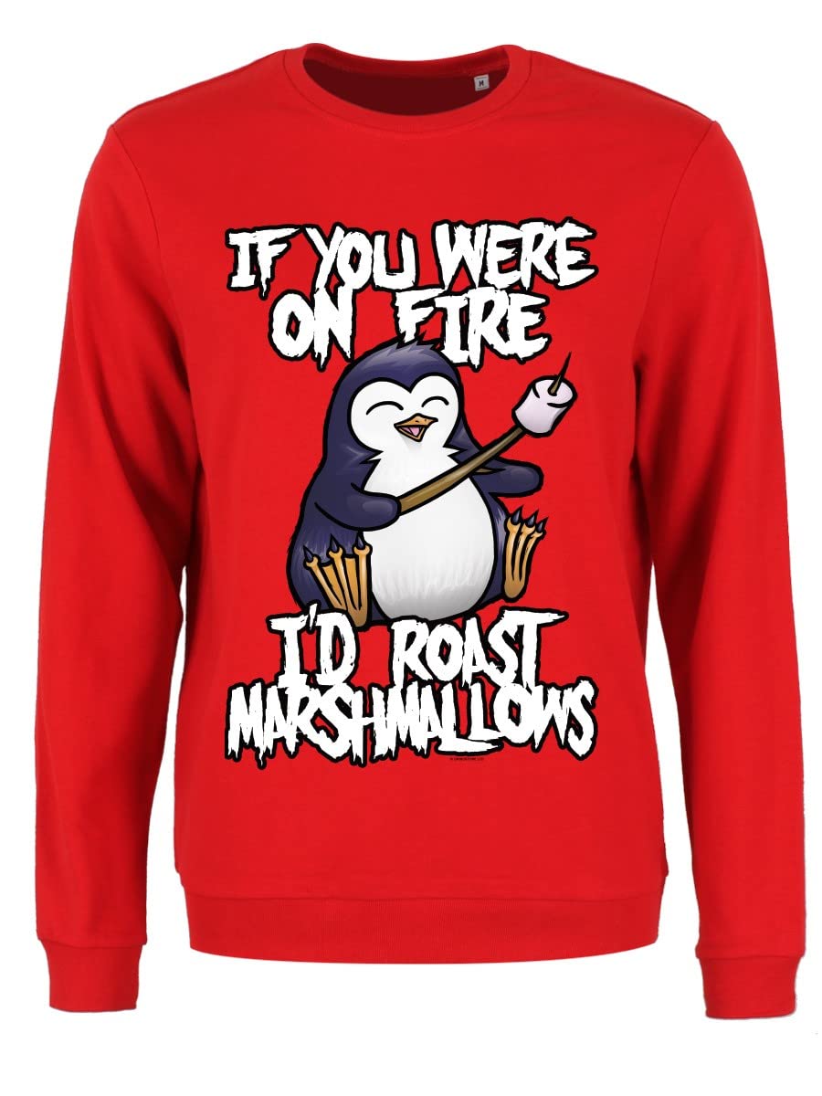 Grindstore Women's Red Psycho Penguin If You Were On Fire Sweatshirt Sweater