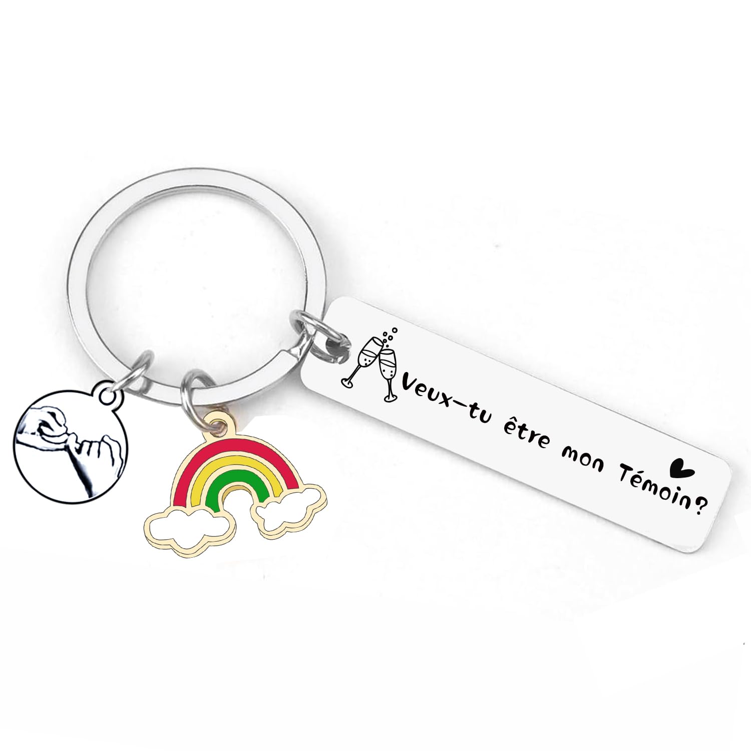 Porte-clés "Veux-tu être Mon Témoin" - Cadeau Demande Témoin Mariage, En Acier Inoxydable, Avec Pochette Cadeau - 7
