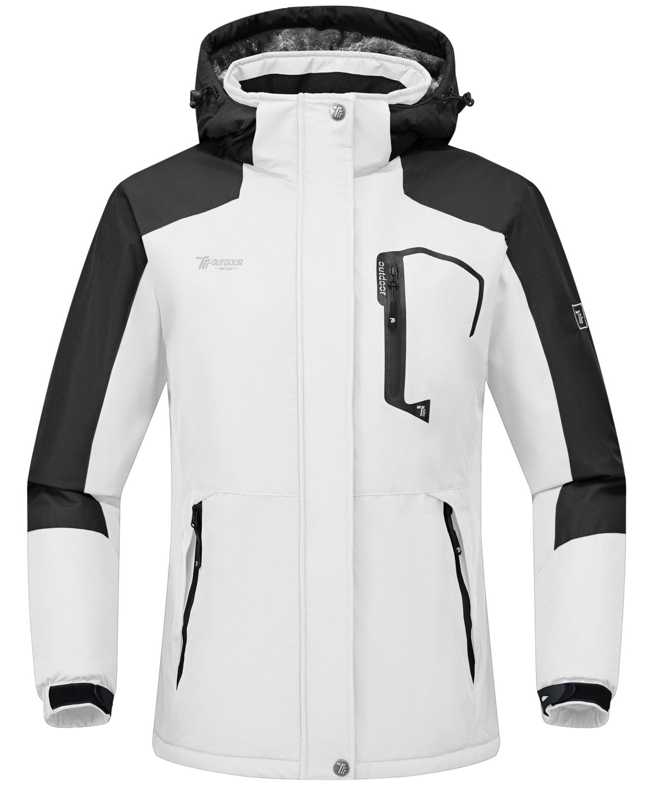 Rdruko Skijacke Damen Warme Winterjacke Gefüttert Verdickt Softshelljacke Wasserdicht Snowboardjacke Atmungsaktiv mit Abtrennbarer Kapuze