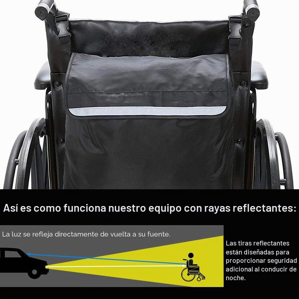 Bolsa Silla de Ruedas Mochila para Silla de Ruedas Oxford Impermeable Mochilas Negra Bolsa de Almacenamiento para Silla de Ruedas Grande Capacidad Universal para Silla de Ruedas de Adulto
