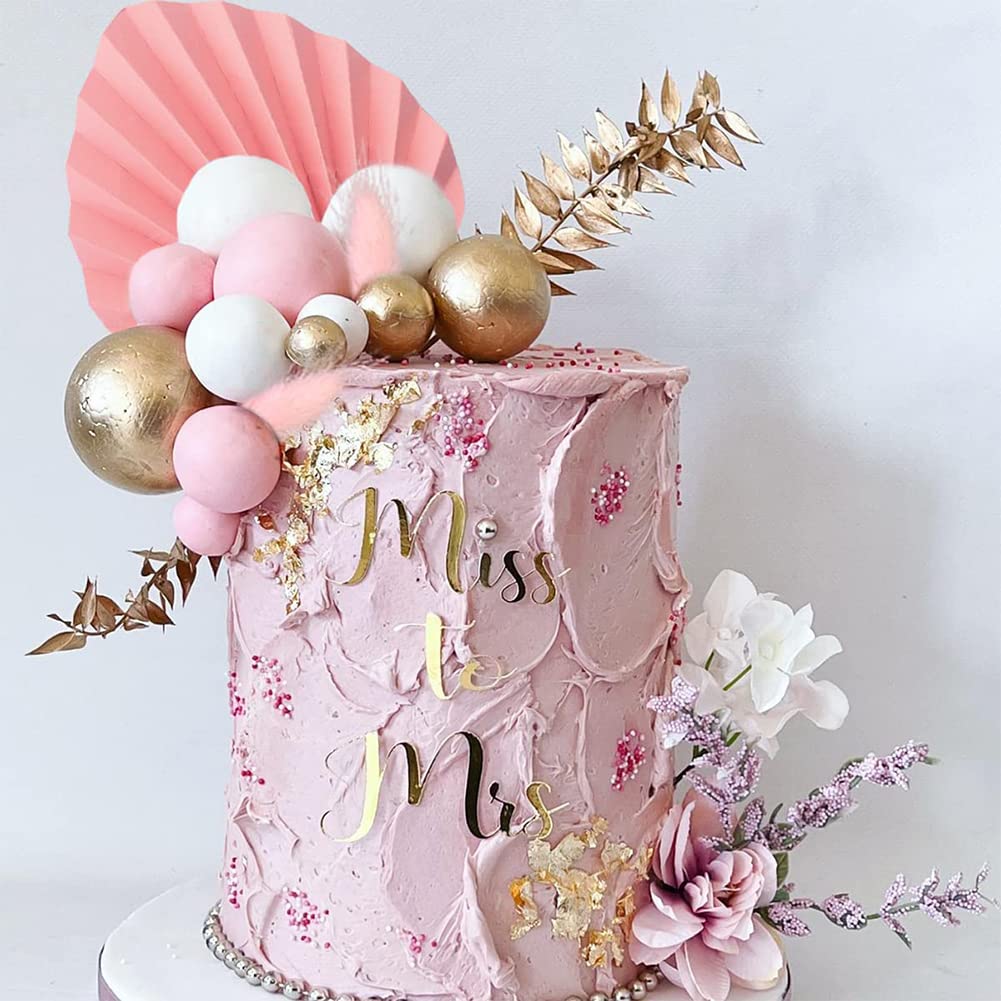 Weploda 54 Pièces Topper Boules Décoration Gâteau, Cupcakes Toppers Balle, Boules De Décoration De Gâteau Papillons, Mini Topper Gâteau Cupcakes Toppers, Pour Mariage Fête Gâteau(Violet Blanc Or
