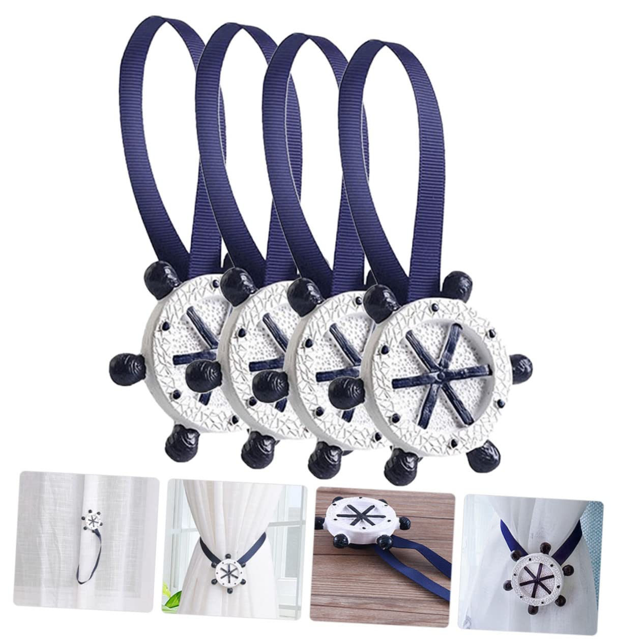 Lot De 2 Boucles De Fixation pour Rideaux Embrasses Magnétiques en Résine Élégantes pour Salon Chambre Cuisine Salle De Bain 4 Pièces X 2