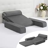 Adjustable Wedge Pillow with Armrests and Headrest – 2-in-1 Zoned Firmness Solid Foam Bed Wedge for Sleeping&comma; Sleeping Comfort – Removable Cover & Side Pockets