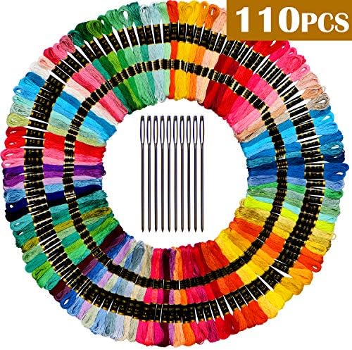 Premium Rainbow Color Embroidery Floss -Embroidery Thread- Cross Stitch Threads - Friendship Bracelets Floss - Crafts Floss - 110 Skeins Per Pack and Free Set of 10Needles