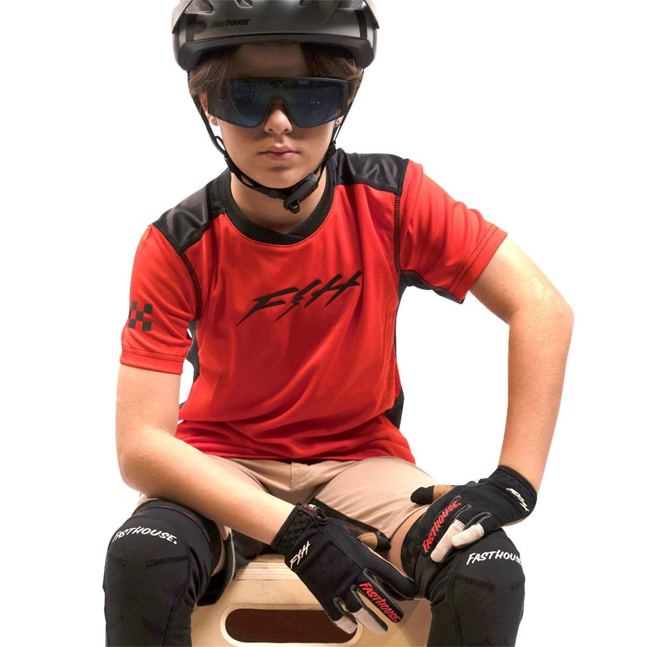 FASTHOUSE Youth Ronin Alloy Short Sleeve Jersey (Red, Large)