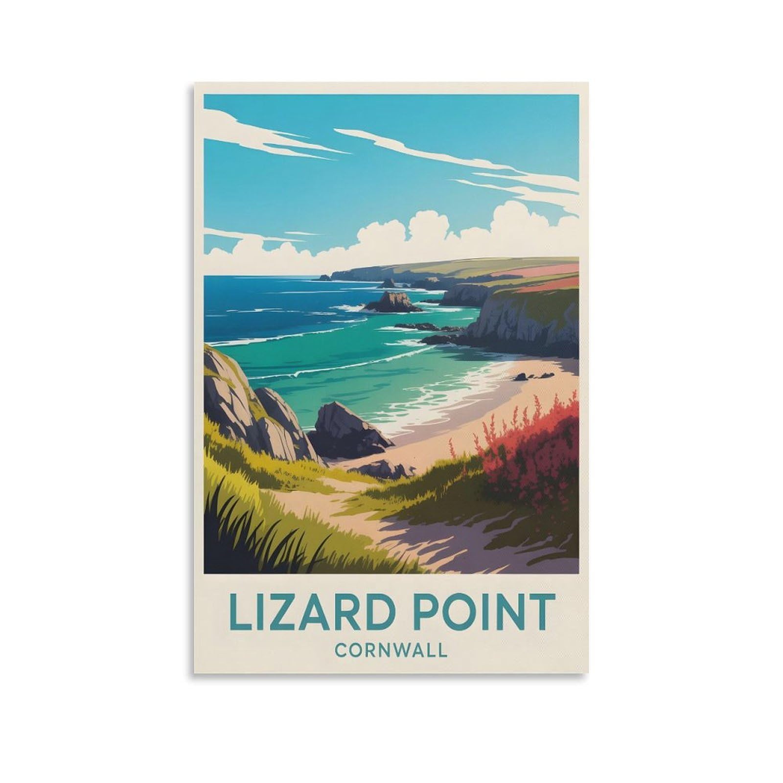 EZMLFA 5D Diamond Painting Kits for Adults,Lizard Point Cornwall,DIY Full Round Drill Diamond Dot Gem Art Kits for Adults,Crafts for Decor 40x40cm