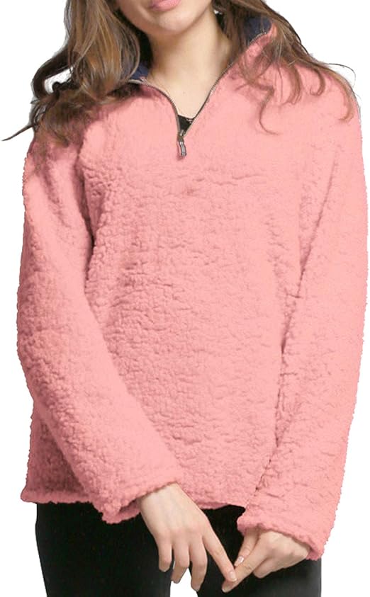 Women Plush Sweater Half Zip Loose 
