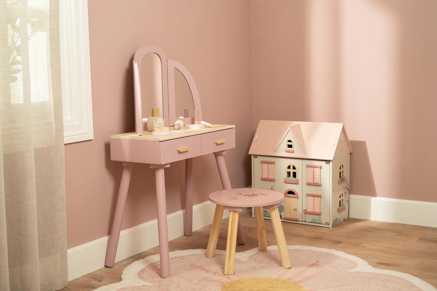 Little Dutch 2513 Holz Kinderschminktisch - rosa
