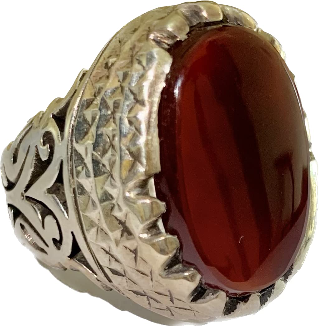 Yemeni Aqeeq Kabadi, sterling silver ring for men