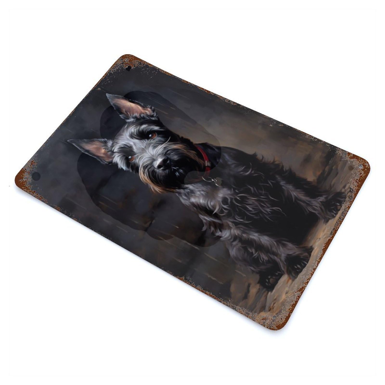 Garage Style Scottish Terrier Vintage Rust Metal Sign 11.8"x7.9", Industrial Home Decor for Bar And Workshop