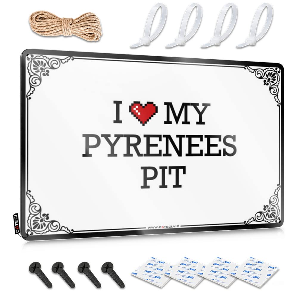 IBWNBBUSN Personalized Bar Signs I Love My Pyrenees Pit Tin Sign Mancave Signs And Decor Funny Vintage Signs(20X30CM)
