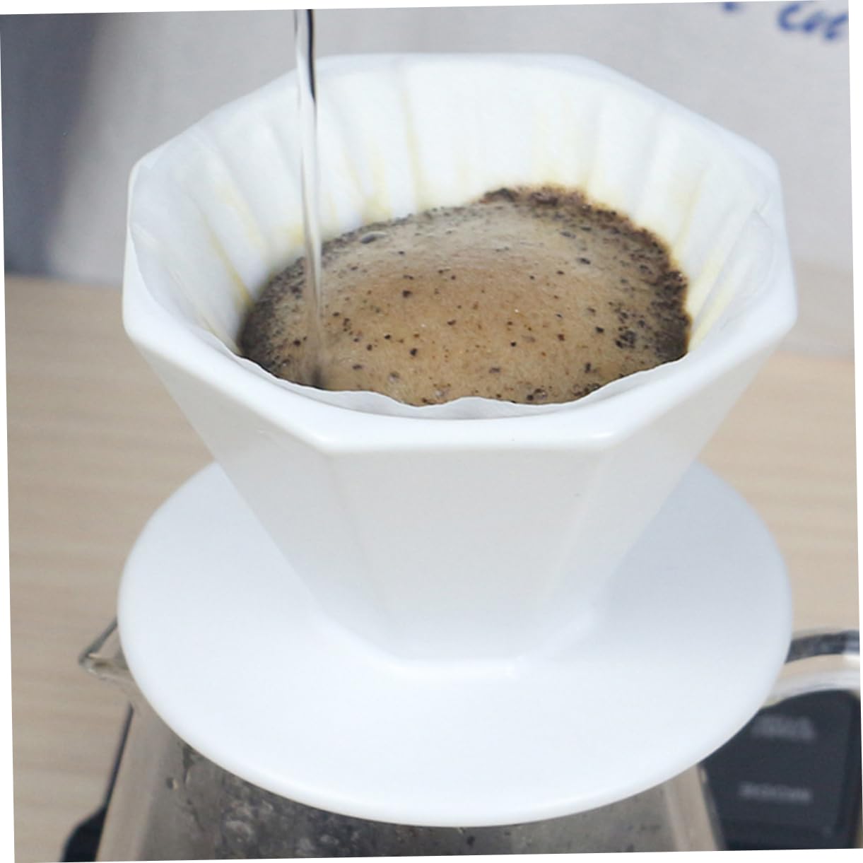 SEWACC Taza de Filtro de Café de Cerámica Octagonal Filtro de Goteo Engrosado para Cafetera Accesorio Práctico Hogar para Preparar Pieza