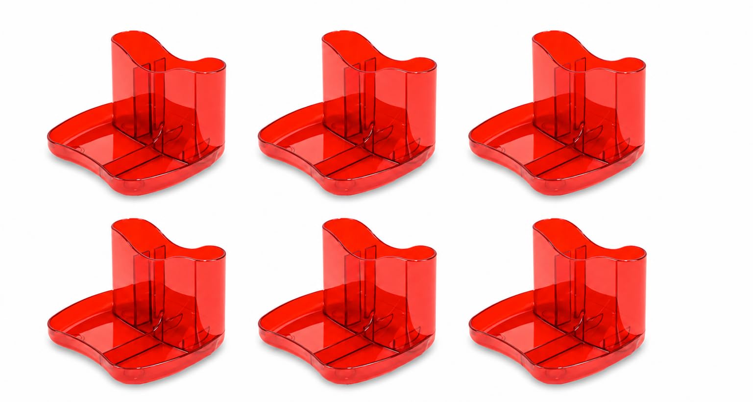 Deflecto Pack of 6 Gemstone collection Contemporary Kaddymaster Desk Tidy - Ruby