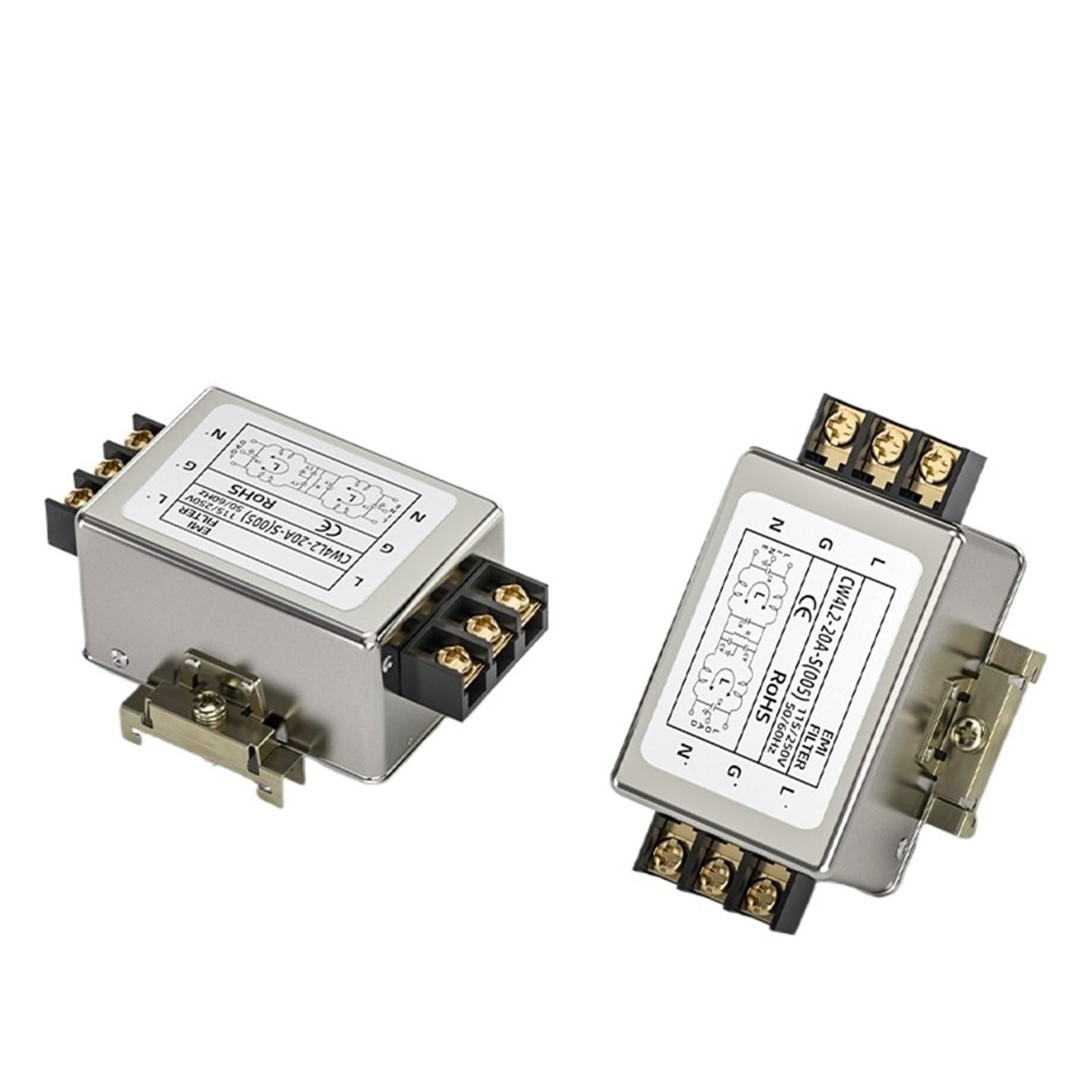Filtro EMI monofásico CW4L2 tipo riel DIN bipolar CA 220V 3