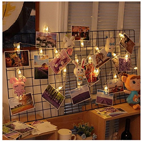 QTMY Easter Christmas Decoration,Photo Clips String Lights 20 LED Clips for Hanging Photos Pictures Cards and Memos Xmas Party Home Decor,Warm White (Clips20 LED)