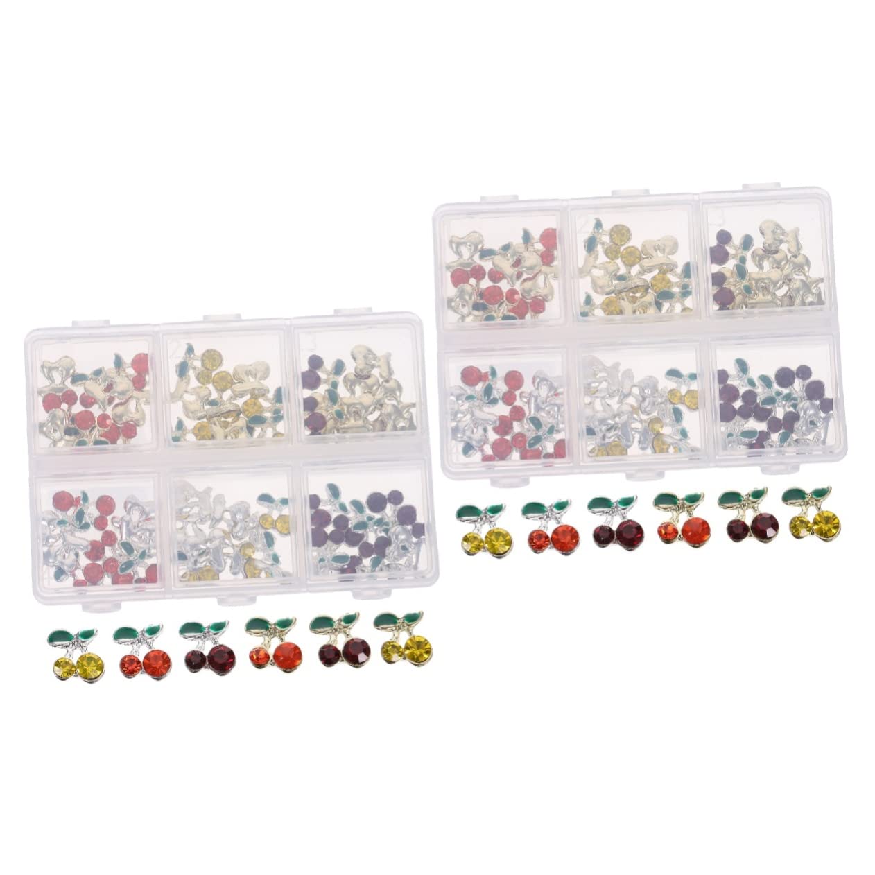 Healvian 120 Piezas accesorios de arte de uñas de diamantes de imitación decoración uñas decoraciones uñas gemas de uñas de cereza adornos de brillo pedrería joyas encantos de uñas clavos