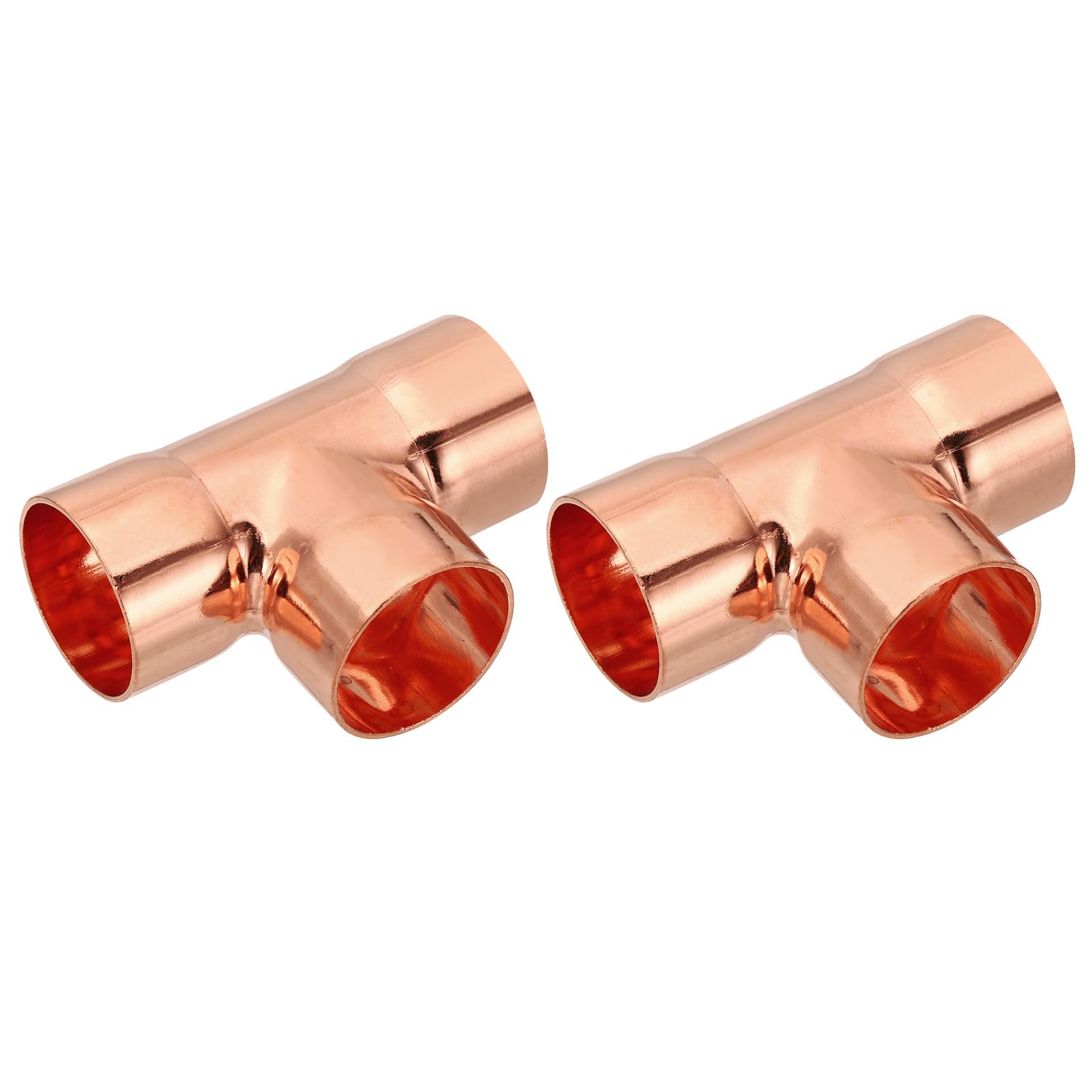 PATIKIL 28mm ID 1mm Thick Tee Copper Fitting, 1pcs 99.9% 3 Way Pure Copper Pipe Fitting Tube Connector with Sweat Solder Connection for Plumbing HVAC Refrigeration System