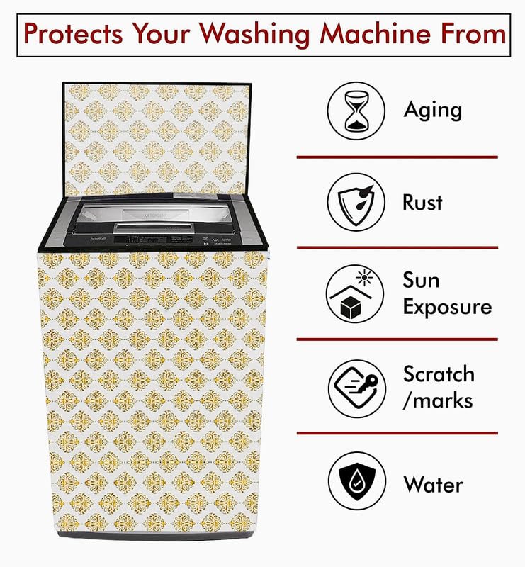 Image of Fully Automatic Top Load Washing Machine Cover Suitable For Samsung, Lg, Godrej, Whirlpool 6.5Kg, 7Kg, 7.5Kg, 8Kg, 9Kg, 10Kg, 11Kg (58Dx60Wx94H), Waterproof Cover, Dmass Gold.