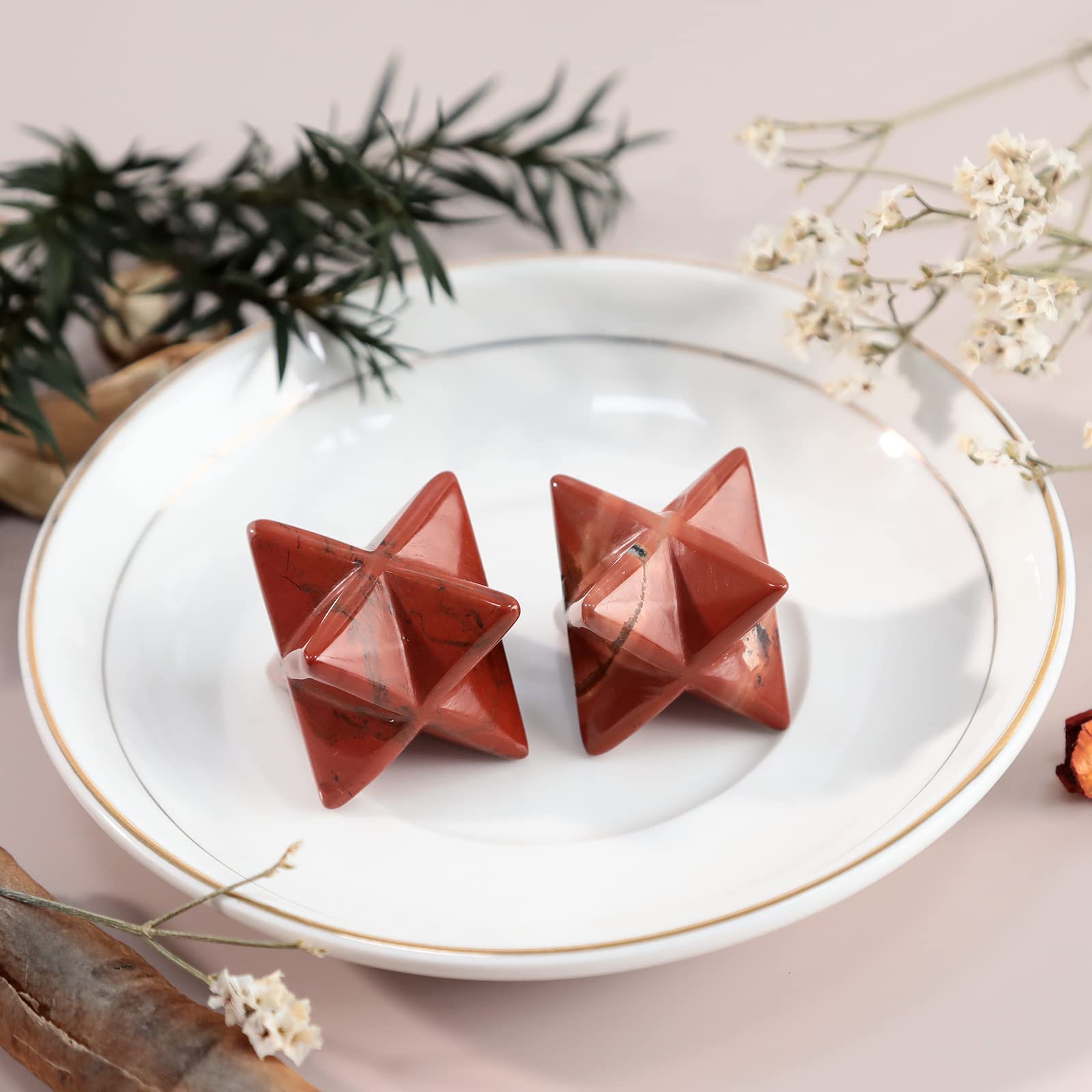 Diaspro rosso naturale Merkaba, protezione per la meditazione, generatore di energia, guarigione, Chakra, stella a sei punte, 1 pollice