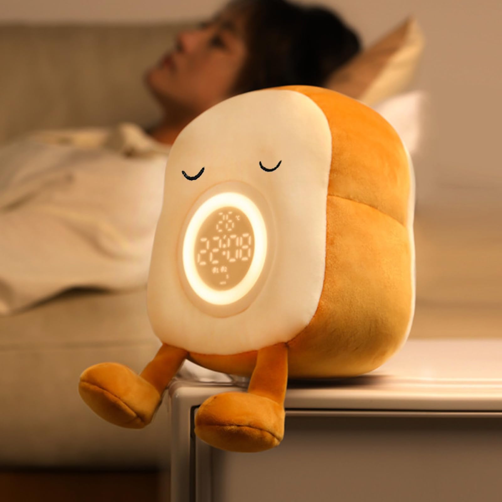 Générique Toast Light, Bread Shape LED Night Lamp, 9,06 x 6,5 x 4,72 cala ściemnialny budzik, plush z możliwością ładowania, funkcja timera, 1 sztuka beżowa, do sypialni, pokoju dziecięcego, sypialni